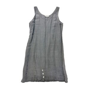 A La Mode Gray Sleeveless Linen‎ Raw Silk Lagenlook Shift Dress Size 1 Small